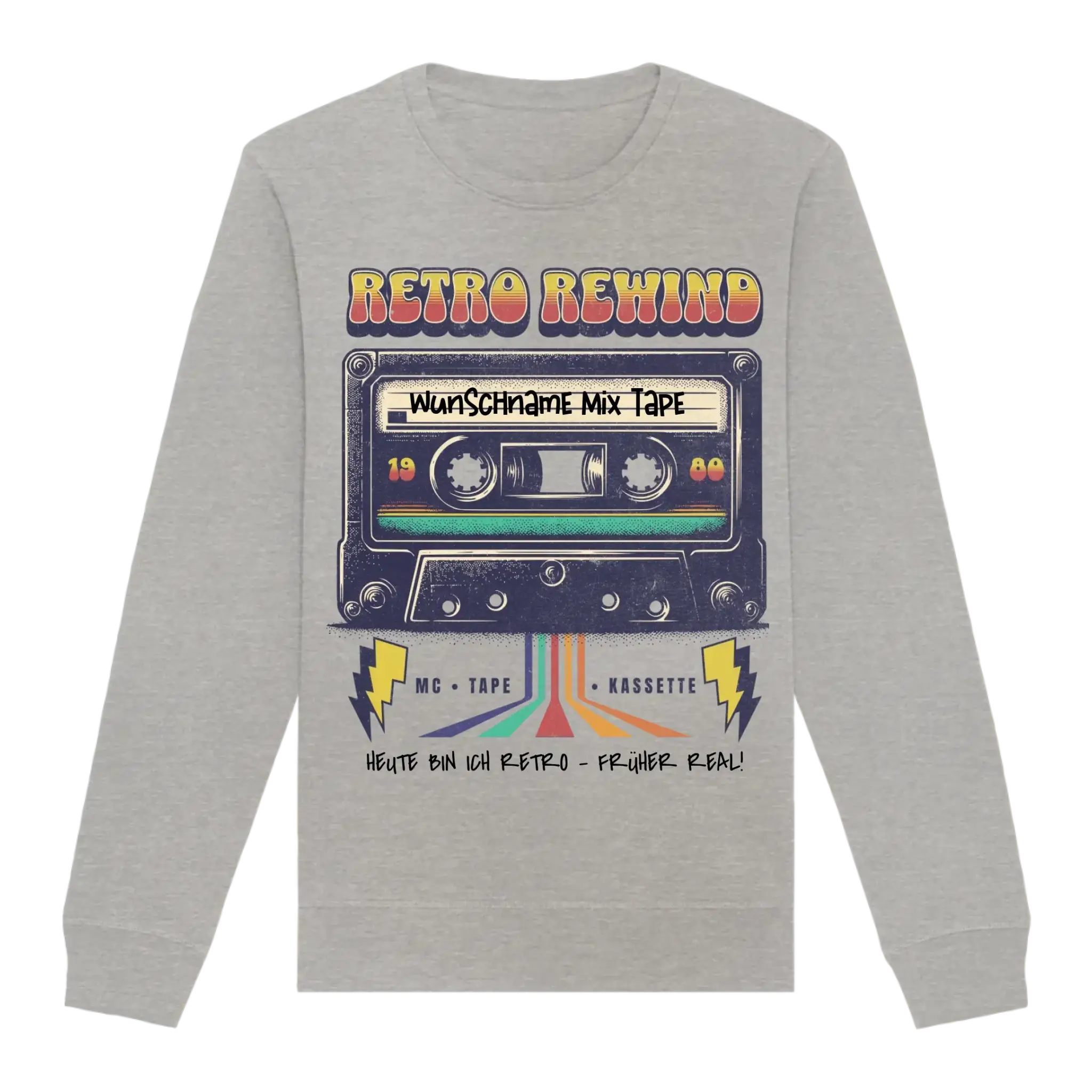 Retro MC 1950 bis 2010 + Wunschtext • Unisex Sweatshirt Bio-Baumwolle in 4 Farben XS-3XL • personalisiert