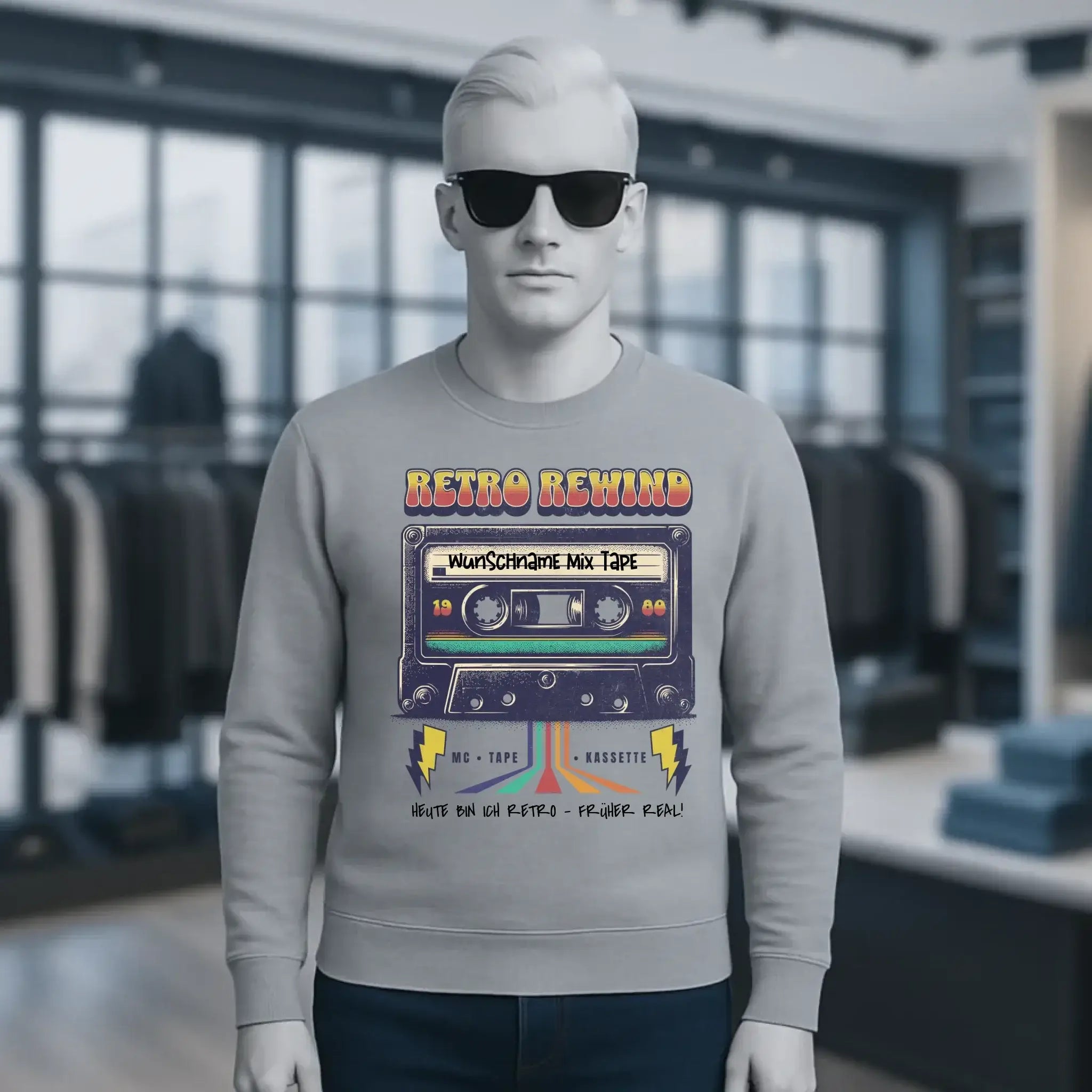 Retro MC 1950 bis 2010 + Wunschtext • Unisex Sweatshirt Bio-Baumwolle in 4 Farben XS-3XL • personalisiert