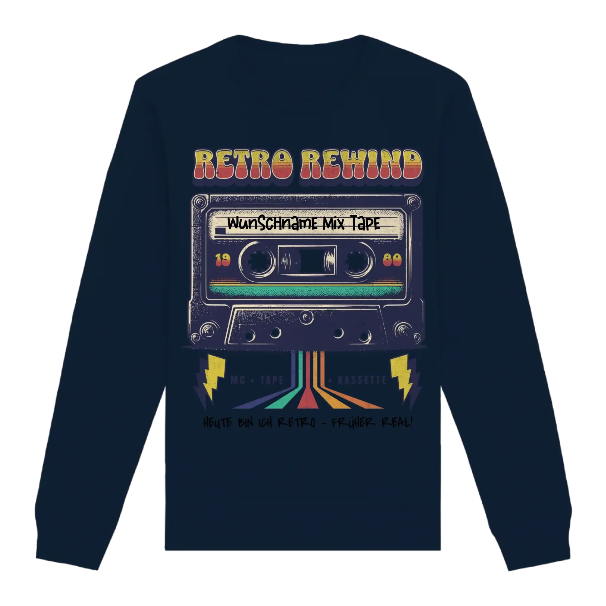 Retro MC 1950 bis 2010 + Wunschtext • Unisex Sweatshirt Bio-Baumwolle in 4 Farben XS-3XL • personalisiert