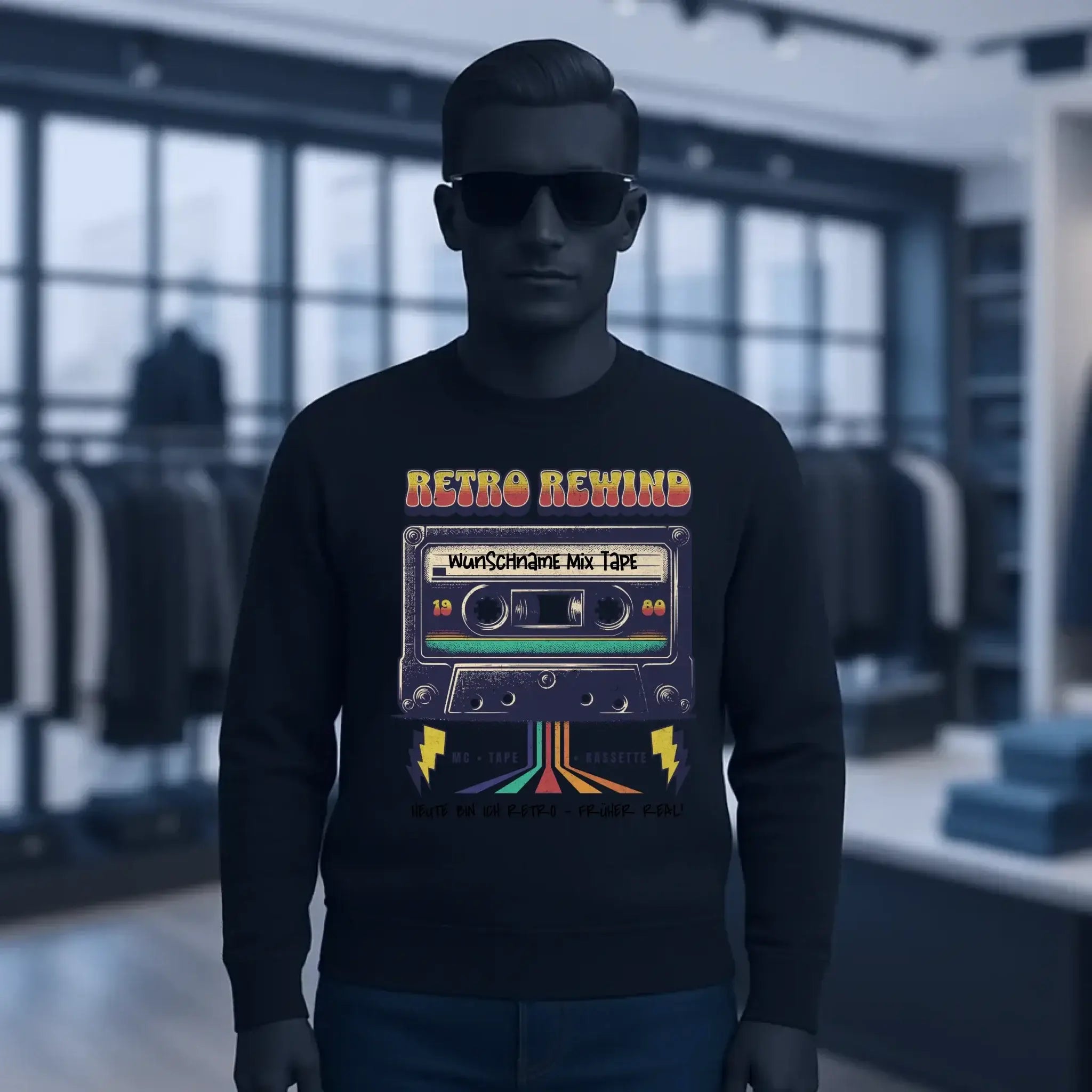 Retro MC 1950 bis 2010 + Wunschtext • Unisex Sweatshirt Bio-Baumwolle in 4 Farben XS-3XL • personalisiert