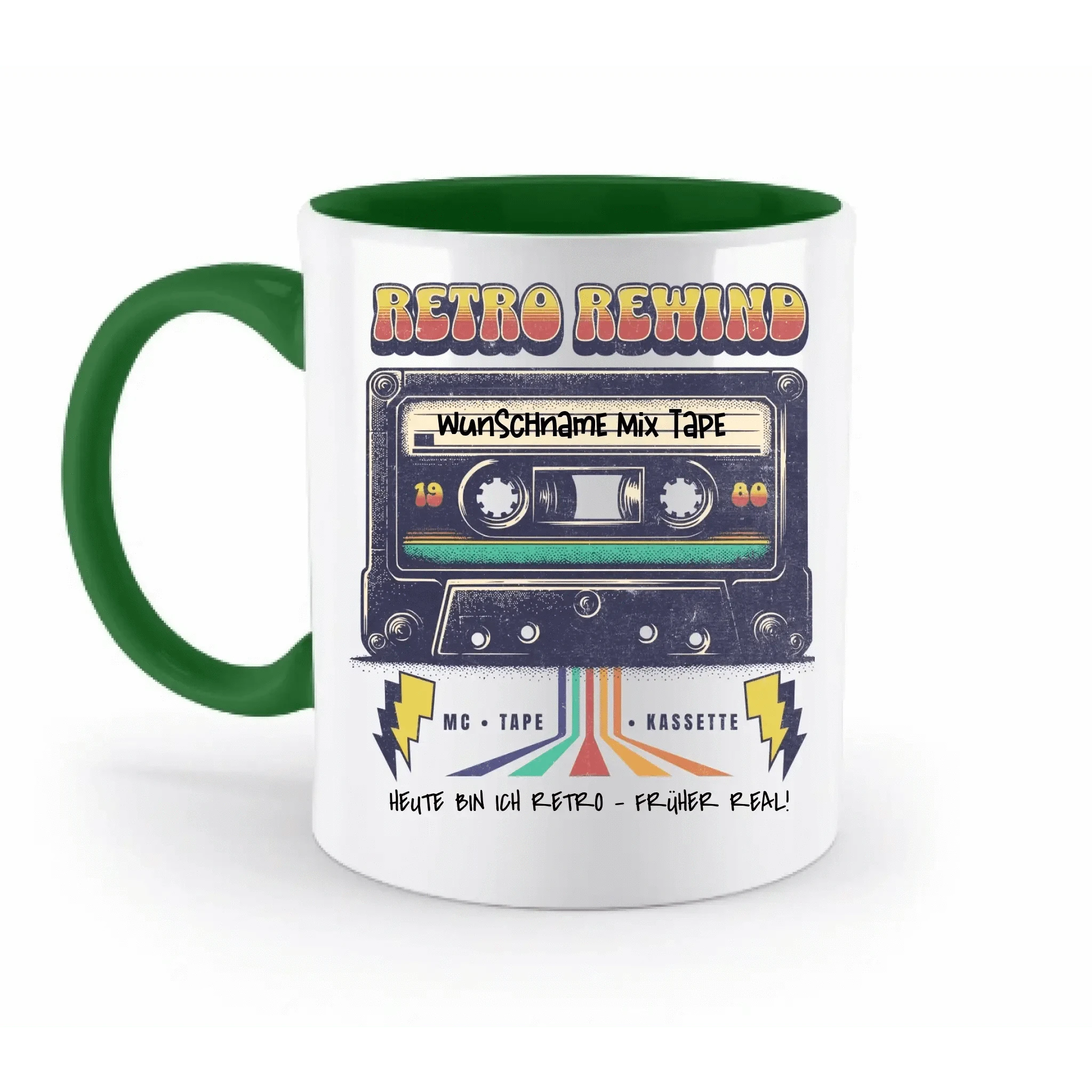 Retro MC 1950 bis 2010 + Wunschtext • zweifarbige Tasse spülmaschinengeeignet • Exklusivdesign • personalisiert