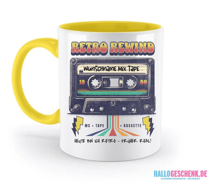 Retro MC 1950 bis 2010 + Wunschtext • zweifarbige Tasse (spülmaschinengeeignet) • Exklusivdesign • personalisiert