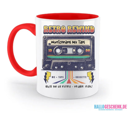 Retro MC 1950 bis 2010 + Wunschtext • zweifarbige Tasse (spülmaschinengeeignet) • Exklusivdesign • personalisiert