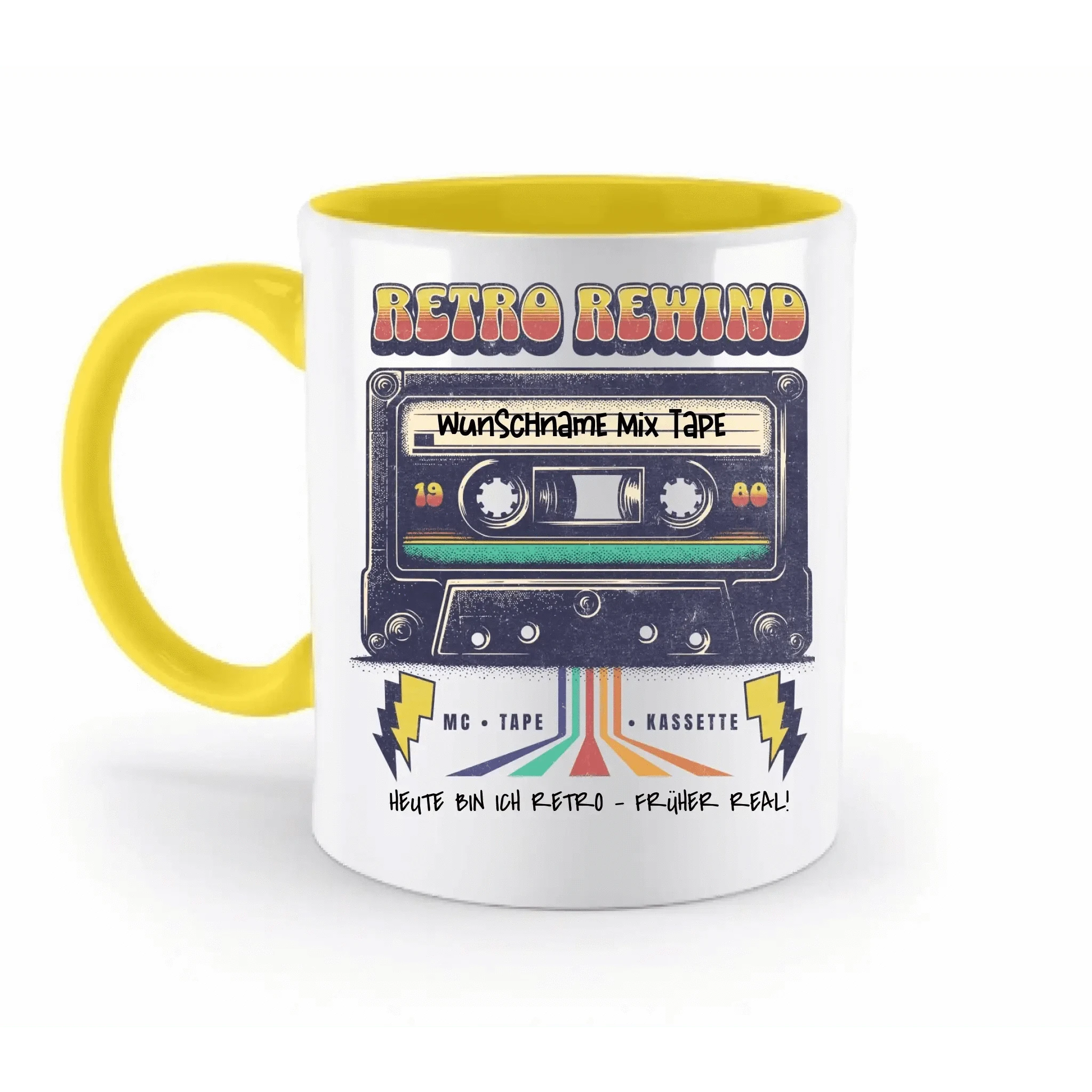Retro MC 1950 bis 2010 + Wunschtext • zweifarbige Tasse spülmaschinengeeignet • Exklusivdesign • personalisiert