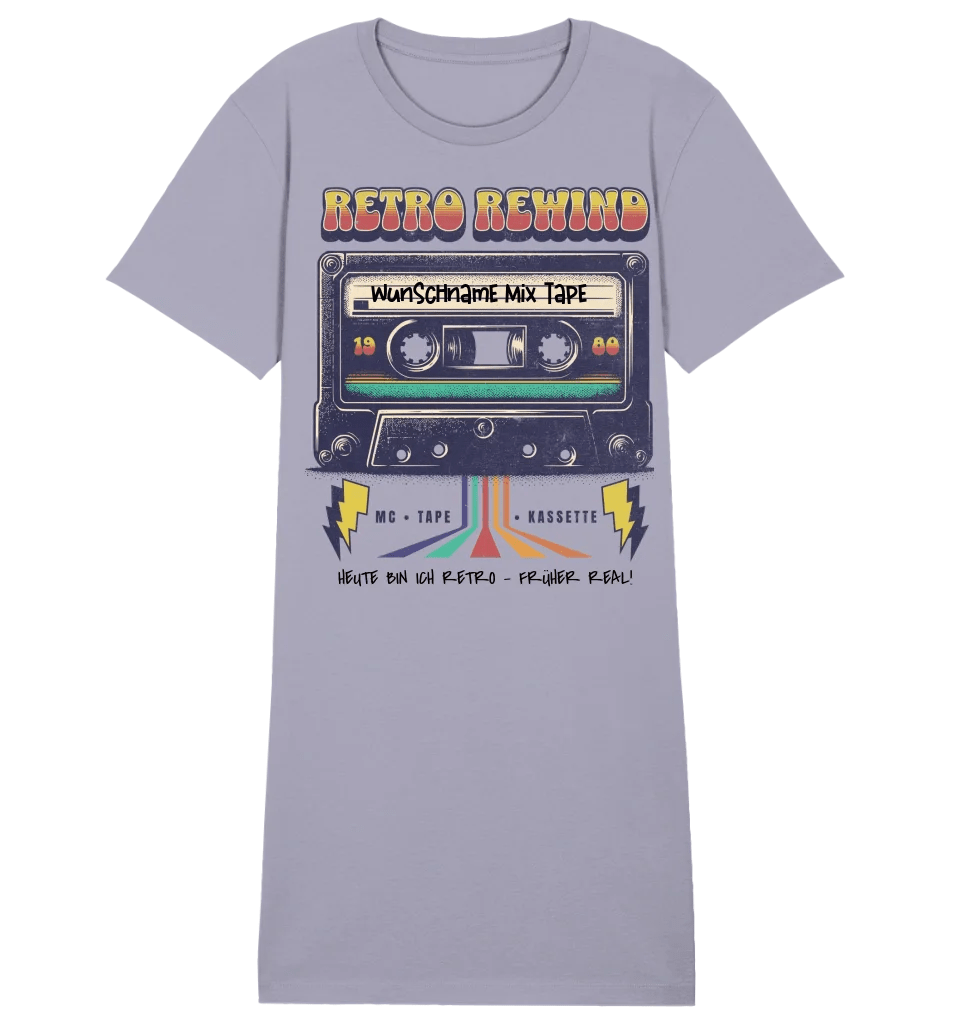 Retro MC 1960 bis 1999 + Wunschtext • Ladies Premium T-Shirt Kleid aus Bio - Baumwolle S - 2XL • Exklusivdesign • personalisiert von HalloGeschenk.de