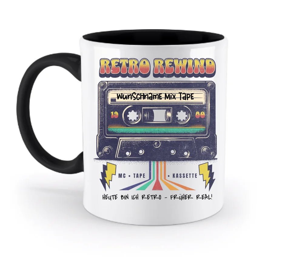 Retro MC 1960 bis 1999 + Wunschtext • zweifarbige Tasse (spülmaschinengeeignet) • Exklusivdesign • personalisiert von HalloGeschenk.de