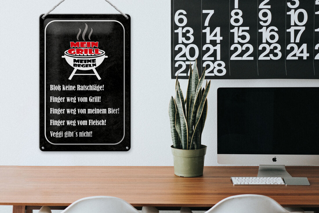 Mein Grill - meine Regeln • Blechschild 20x30cm