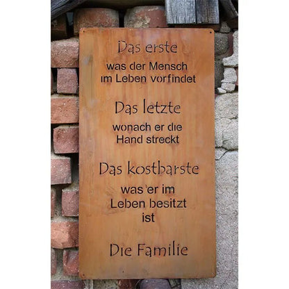 Rost Spruchtafel "Familie" Edelrost Metalldeko Tafel zum Hängen von HalloGeschenk.de