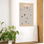 Beige rubbelposter 100 bücher mit holzrahmen und aufhängevorrichtung für eine lesechallenge