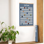 Blauer 100 filme rubbelposter mit holzrahmen zum aufhängen für lebenswichtige filme in deutscher version