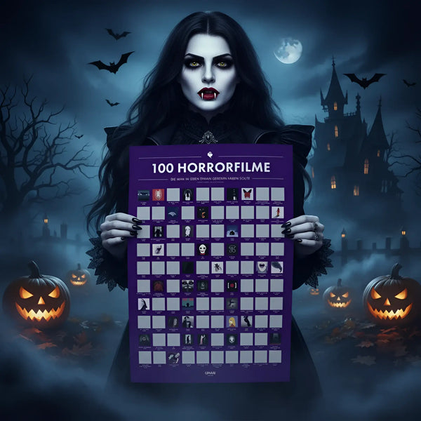 Lila rubbelposter 100 horrorfilme mit grid von filmicons zum freirubbeln in deutscher version