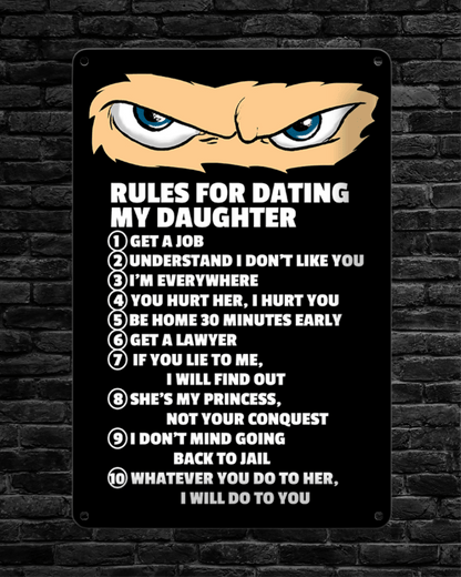 Rules for dating my daughter (Tochter) • Blechschild mit Motiv • 20x30 cm - HalloGeschenk.de