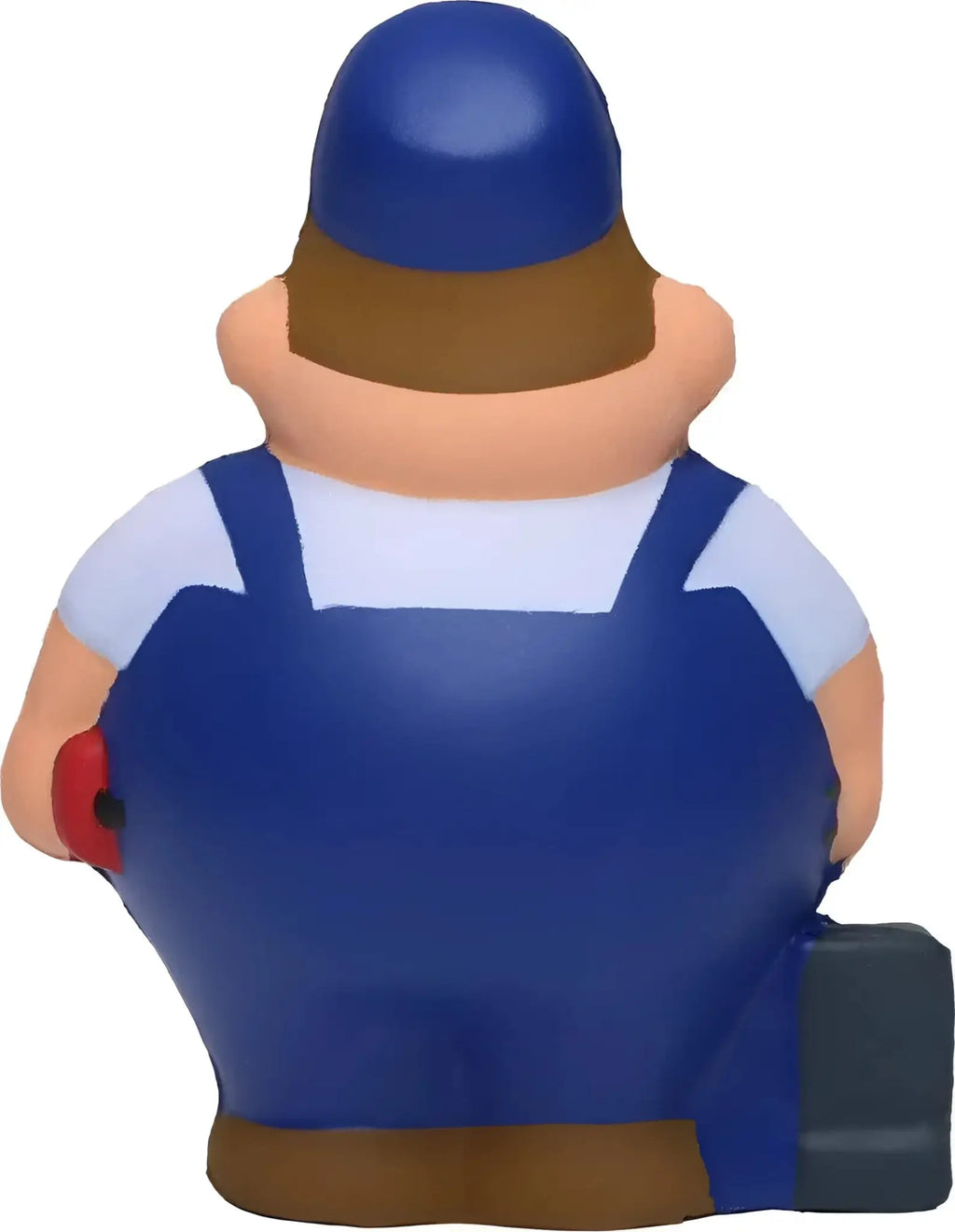 Blaue gummi-ente schlosser bert anti-stress-quetsch-figur mit weißem hemd braunen haaren und hut