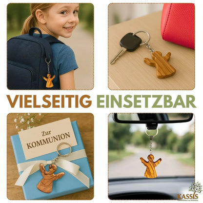 Schlüsselanhänger Handschmeichler Schutzengel aus Olivenholz - Engel