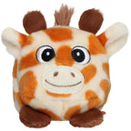A plüschiger, runder schmoozies displayreiniger giraffe mit orange-creme farbenem fell und bestickten augen und nase