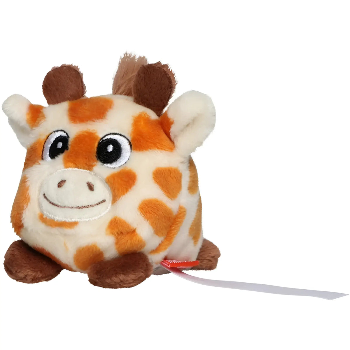 Cute orange and cream plush giraffe schmoozies displayreiniger with soft rounded features and embroidered face details