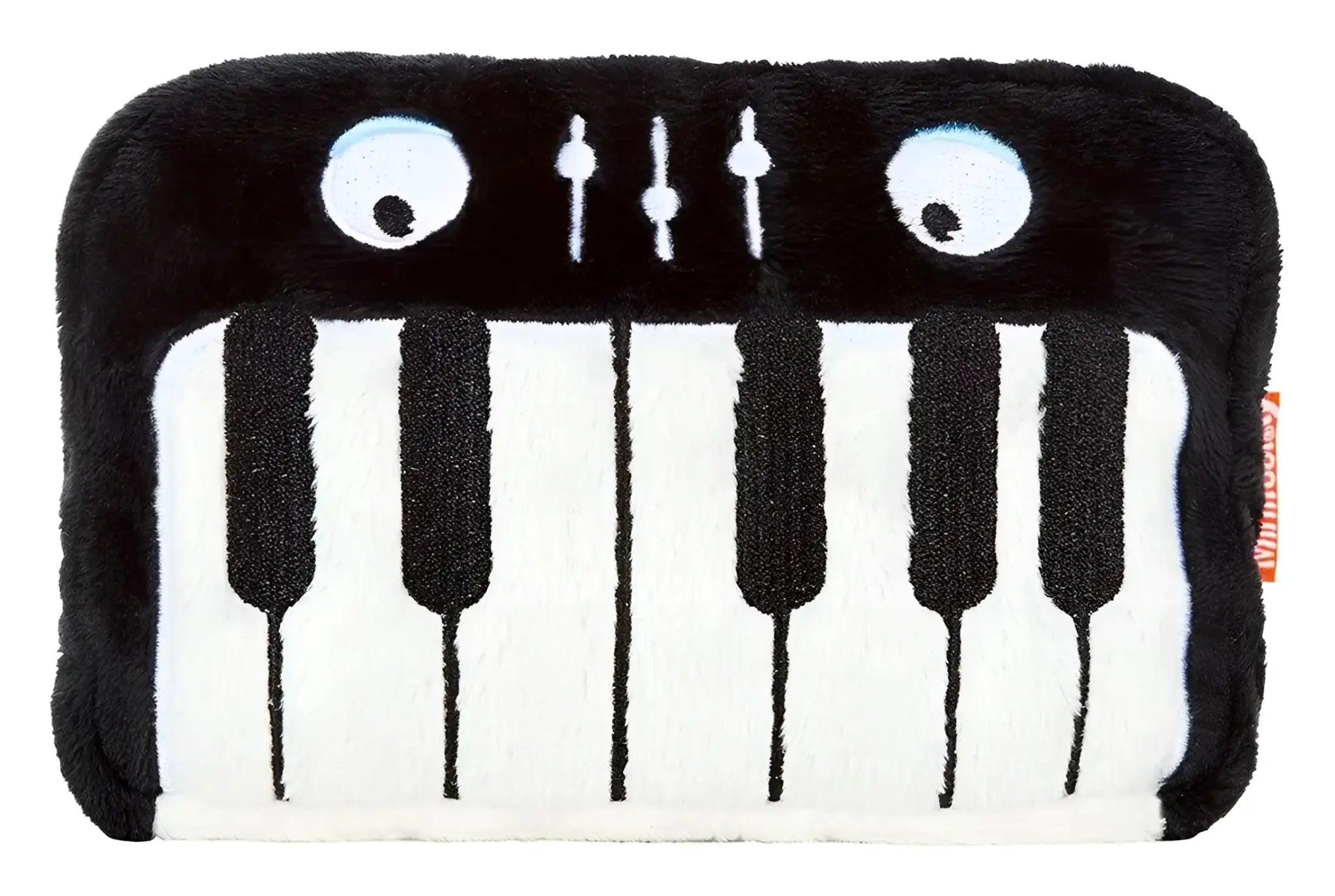 Schmoozies displayreiniger keyboard schwarzer weißer kuscheliger klavierkissen mit bestickten augen und stimmenknöpfen