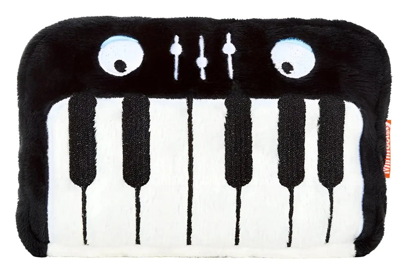 Schmoozies displayreiniger keyboard schwarzer weißer kuscheliger klavierkissen mit bestickten augen und stimmenknöpfen