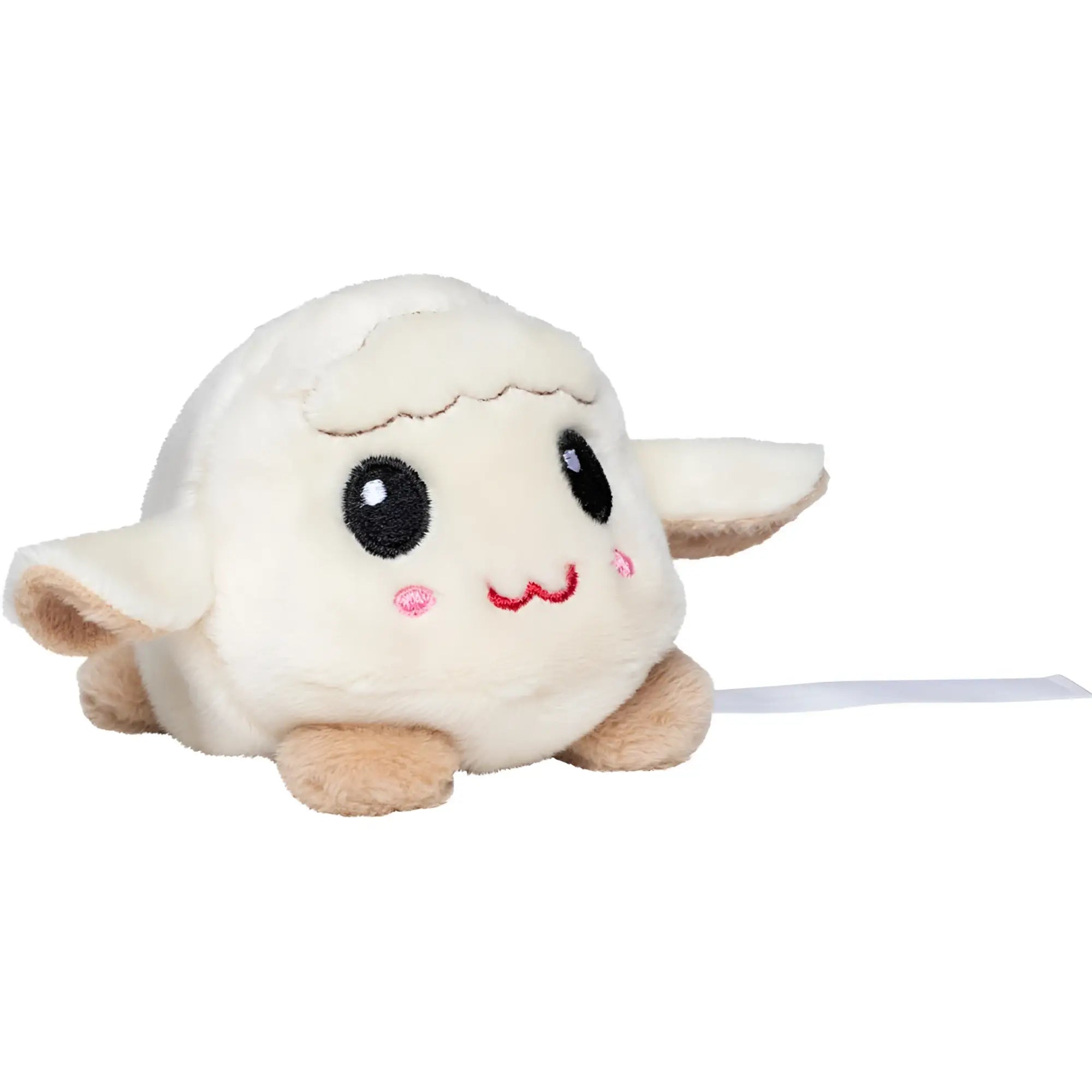 Cute cremefarbener schmoozies displayreiniger schaf aus plüsch mit weicher textur und bestickten gesichtszügen