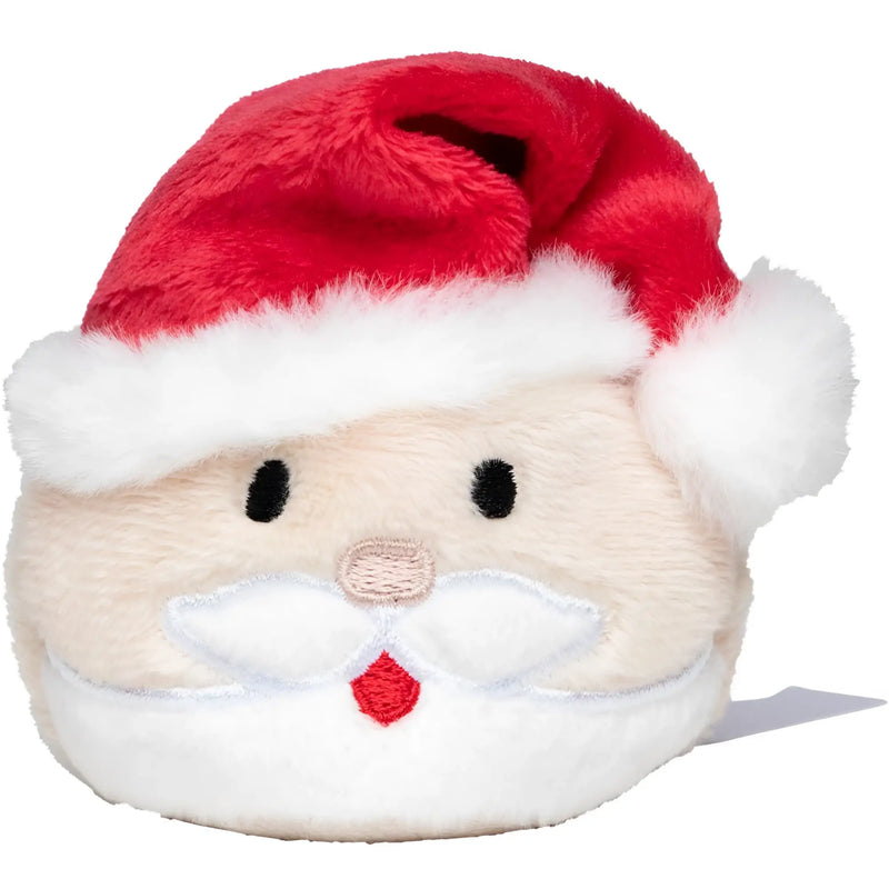 Plüsch weihnachtsmann-themed hausschuhe mit rotem weißem fuzzy hut und gesticktem gesicht für schmoozies displayreiniger