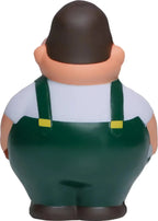 Plastikfigur peter griffin von family guy von hinten in grünen overalls mit gelben schnallen als anti stress schrauber bert