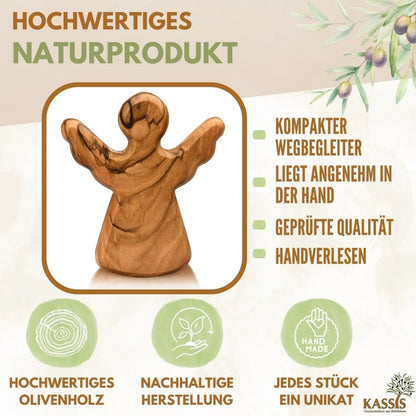 Schutzengel Handschmeichler Glücksbringer aus Olivenholz als Geschenk mit Spruch ’Lieblingsmensch’ - Engel