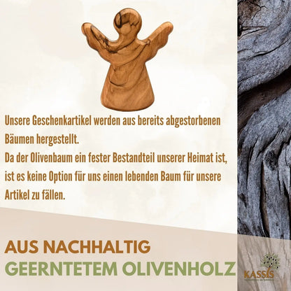 Schutzengel Handschmeichler Glücksbringer aus Olivenholz als Geschenk mit Spruch ’Lieblingsmensch’ - Engel