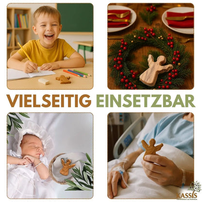 Schutzengel Handschmeichler Glücksbringer aus Olivenholz als Geschenk mit Spruch ’Viel Erfolg’ - Engel