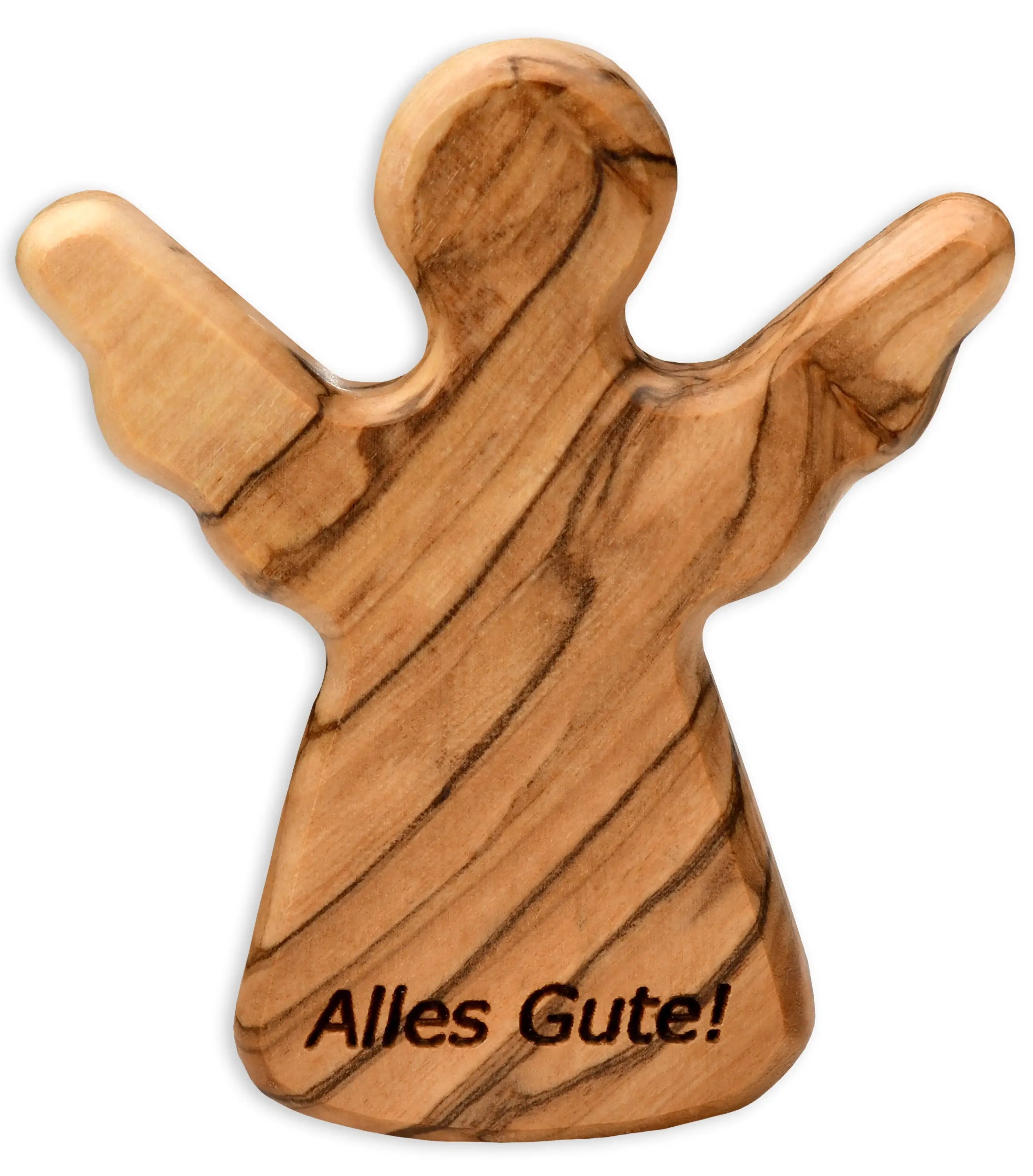 Schutzengel Handschmeichler Glücksbringer aus Olivenholz als Geschenk mit Spruch ’Alles Gute’ - Engel
