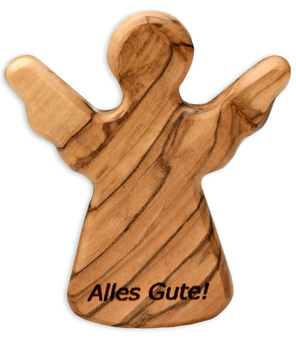 Schutzengel Handschmeichler Glücksbringer aus Olivenholz als Geschenk mit Spruch ’Alles Gute’ - Engel