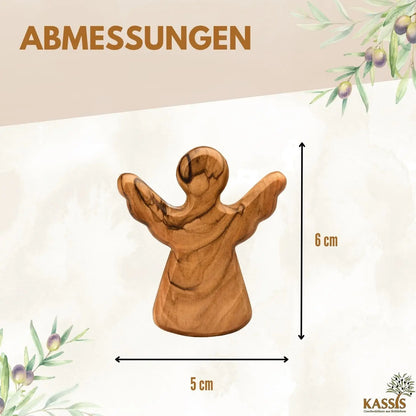 Schutzengel Handschmeichler Glücksbringer aus Olivenholz als Geschenk mit Spruch ’Alles Gute’ - Engel
