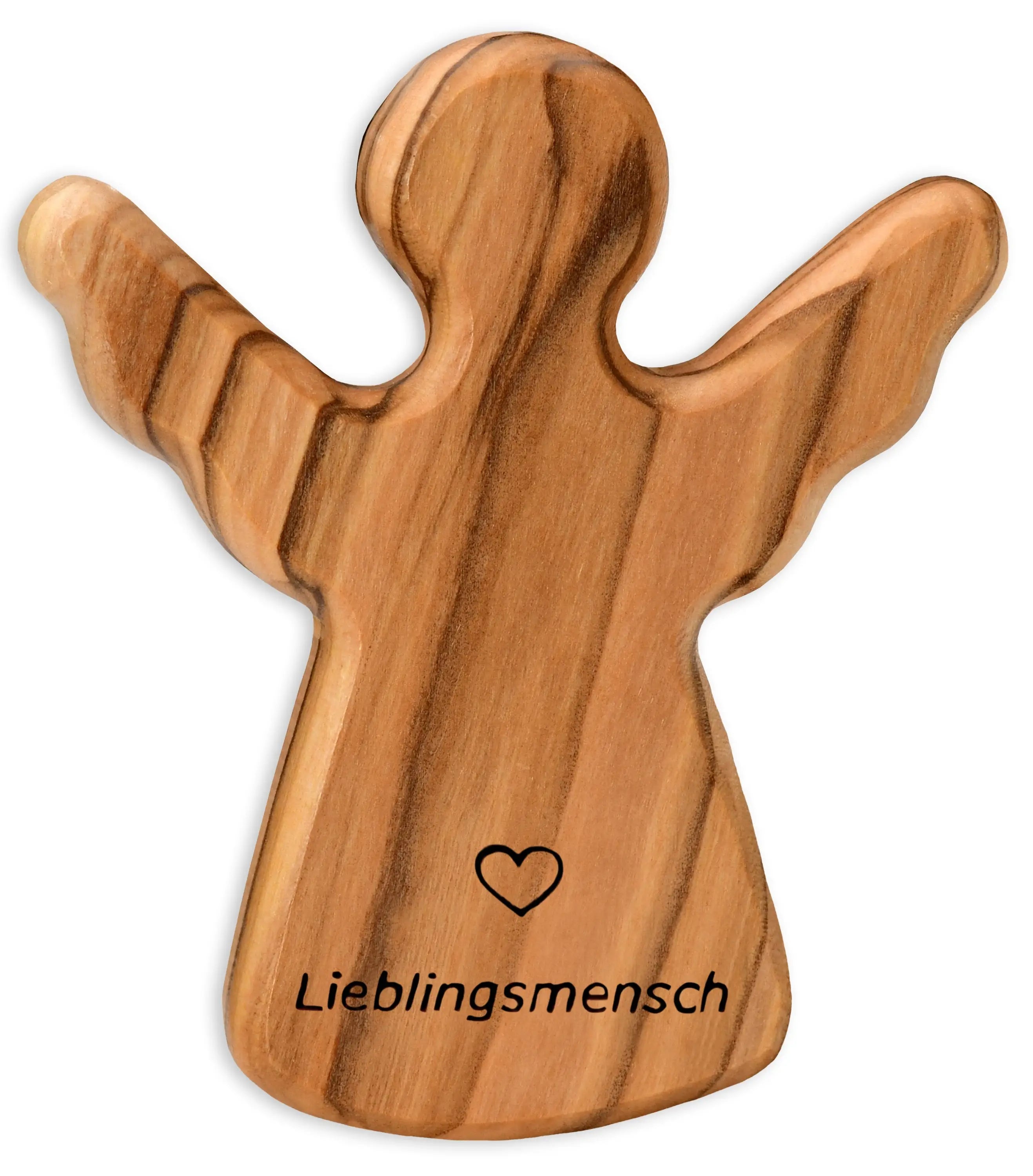 Schutzengel Handschmeichler Glücksbringer aus Olivenholz als Geschenk mit Spruch ’Lieblingsmensch’ - Engel