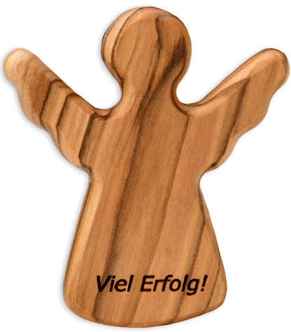 Schutzengel Handschmeichler Glücksbringer aus Olivenholz als Geschenk mit Spruch ’Viel Erfolg’ - Engel