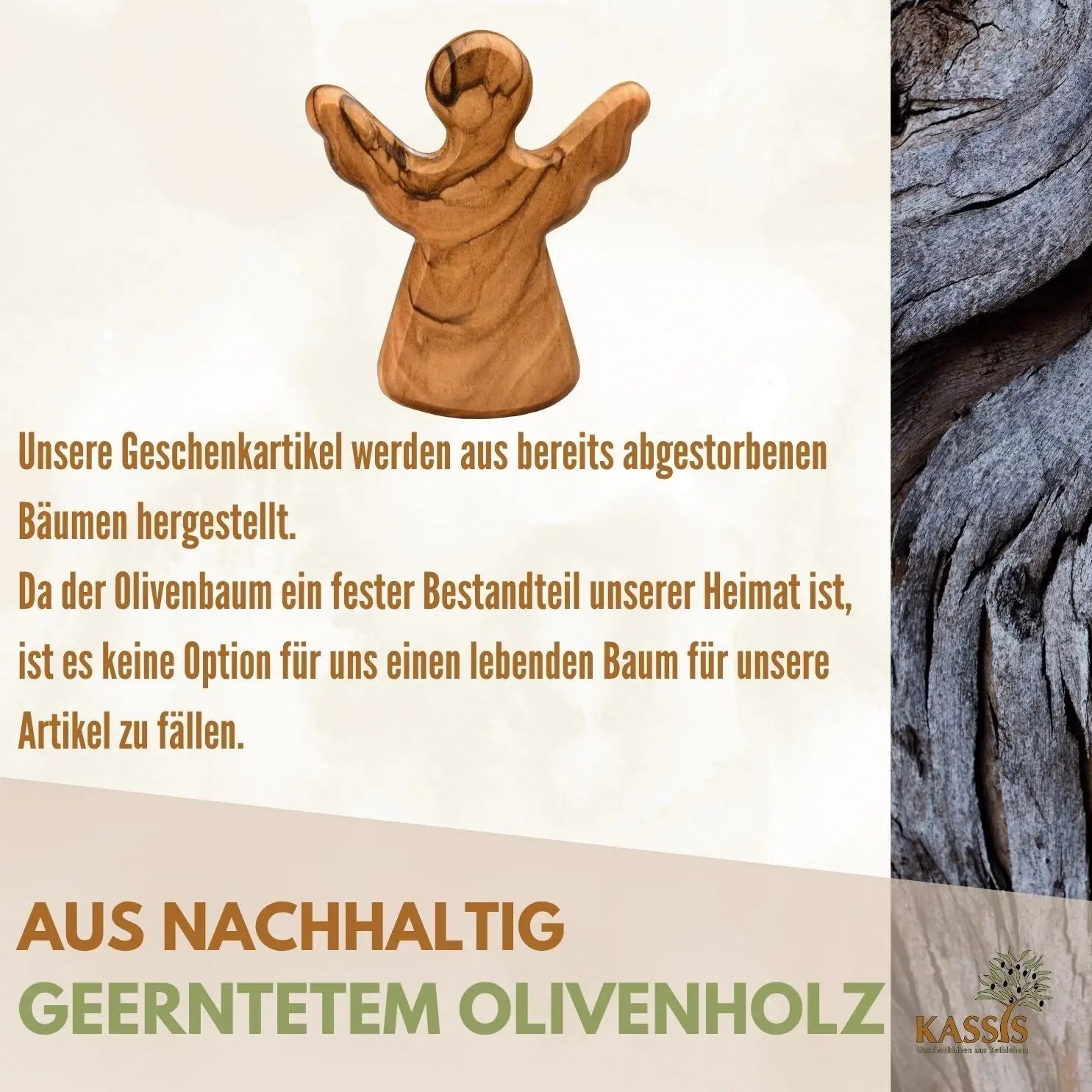 Schutzengel Handschmeichler Glücksbringer aus Olivenholz als Geschenk mit Spruch ’Viel Erfolg’ - Engel
