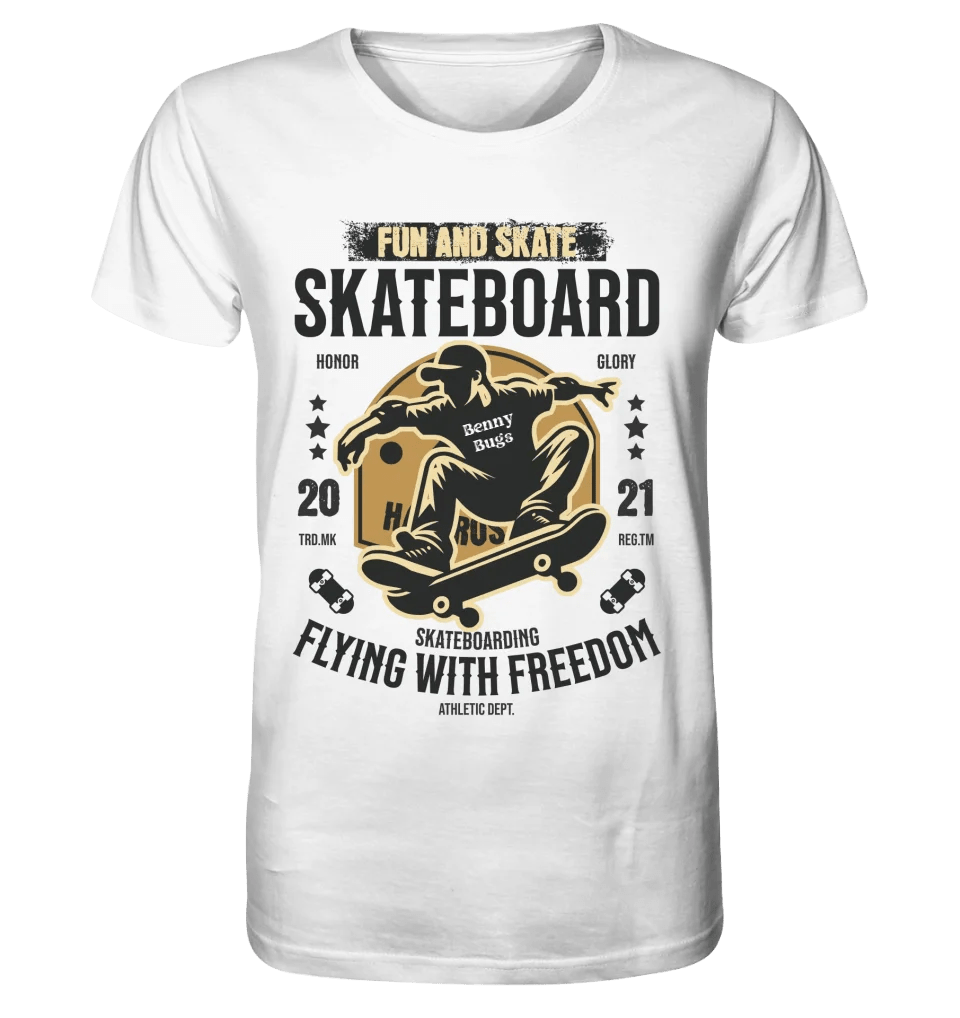 Skater mit Wunschname • Skateboard • Unisex Premium T-Shirt XS - 5XL aus Bio - Baumwolle für Damen & Herren • Exklusivdesign • personalisiert von HalloGeschenk.de