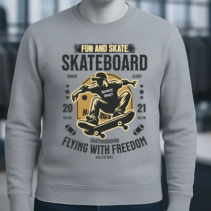Skater mit Wunschname • Skateboard • Unisex Sweatshirt Bio-Baumwolle in 4 Farben XS-3XL • personalisiert