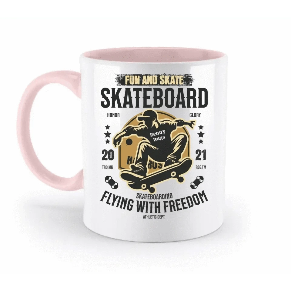 Skater mit Wunschname • Skateboard • zweifarbige Tasse spülmaschinengeeignet • Exklusivdesign • personalisiert