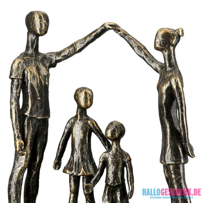 Skulptur: Familie „Schützende Hand“ • Kunstharz • Bronze / Schwarz • 30×26×8,5 cm • Gilde - Skulptur