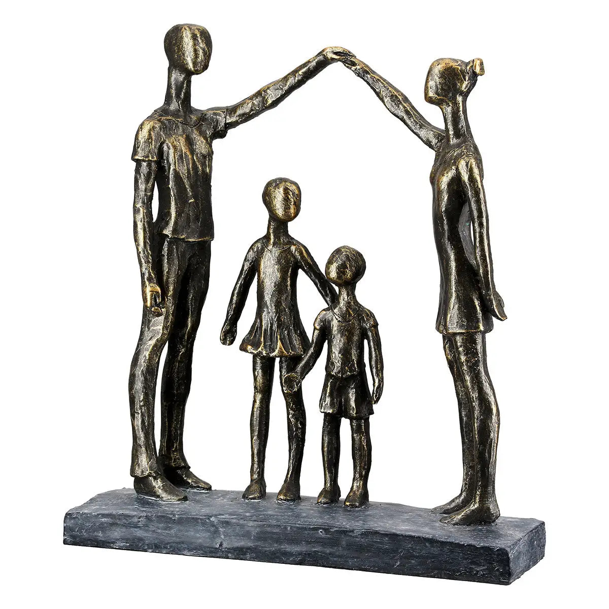 Skulptur: Familie „Schützende Hand“ • Kunstharz • Bronze / Schwarz • 30×26×8,5 cm • Gilde - Skulptur