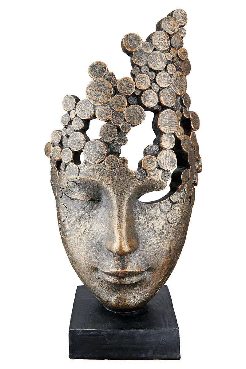 Skulptur: Gesicht „Female Mask“ • Kunstharz • Bronze • 31,5×15×10 cm • Gilde - Skulptur