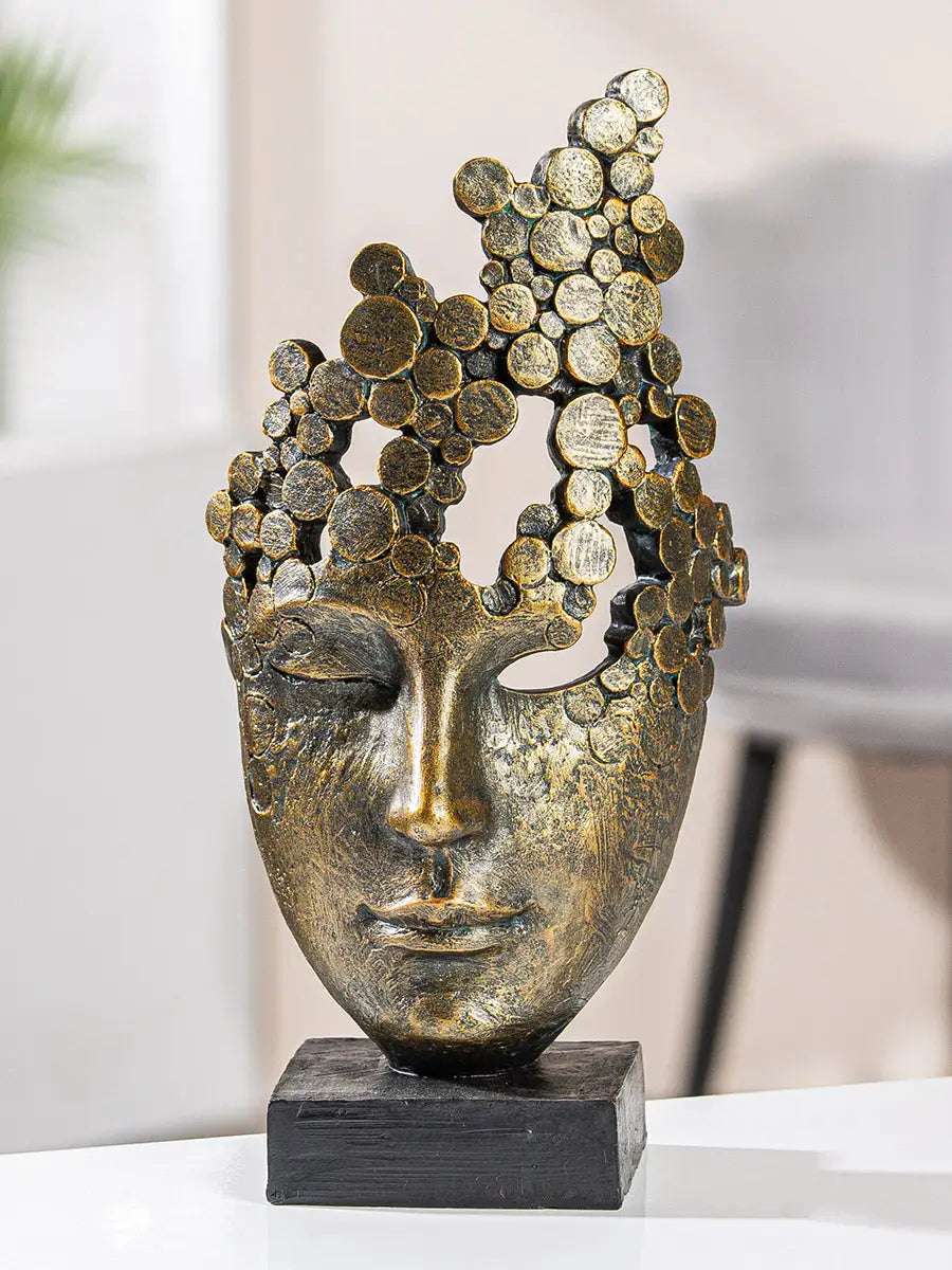 Skulptur: Gesicht „Female Mask“ • Kunstharz • Bronze • 31,5×15×10 cm • Gilde - Skulptur