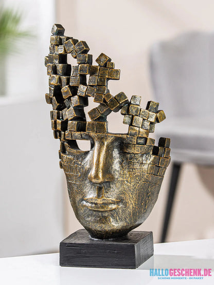 Skulptur: Gesicht „Male Mask“ • Kunstharz • Bronze • 30×16×10 cm • Gilde - Skulptur