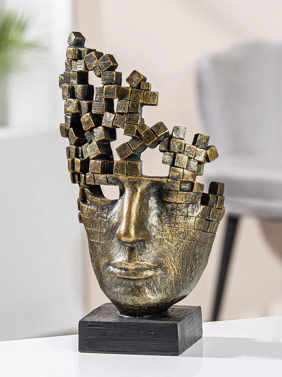Skulptur: Gesicht „Male Mask“ • Kunstharz • Bronze • 30×16×10 cm • Gilde - Skulptur