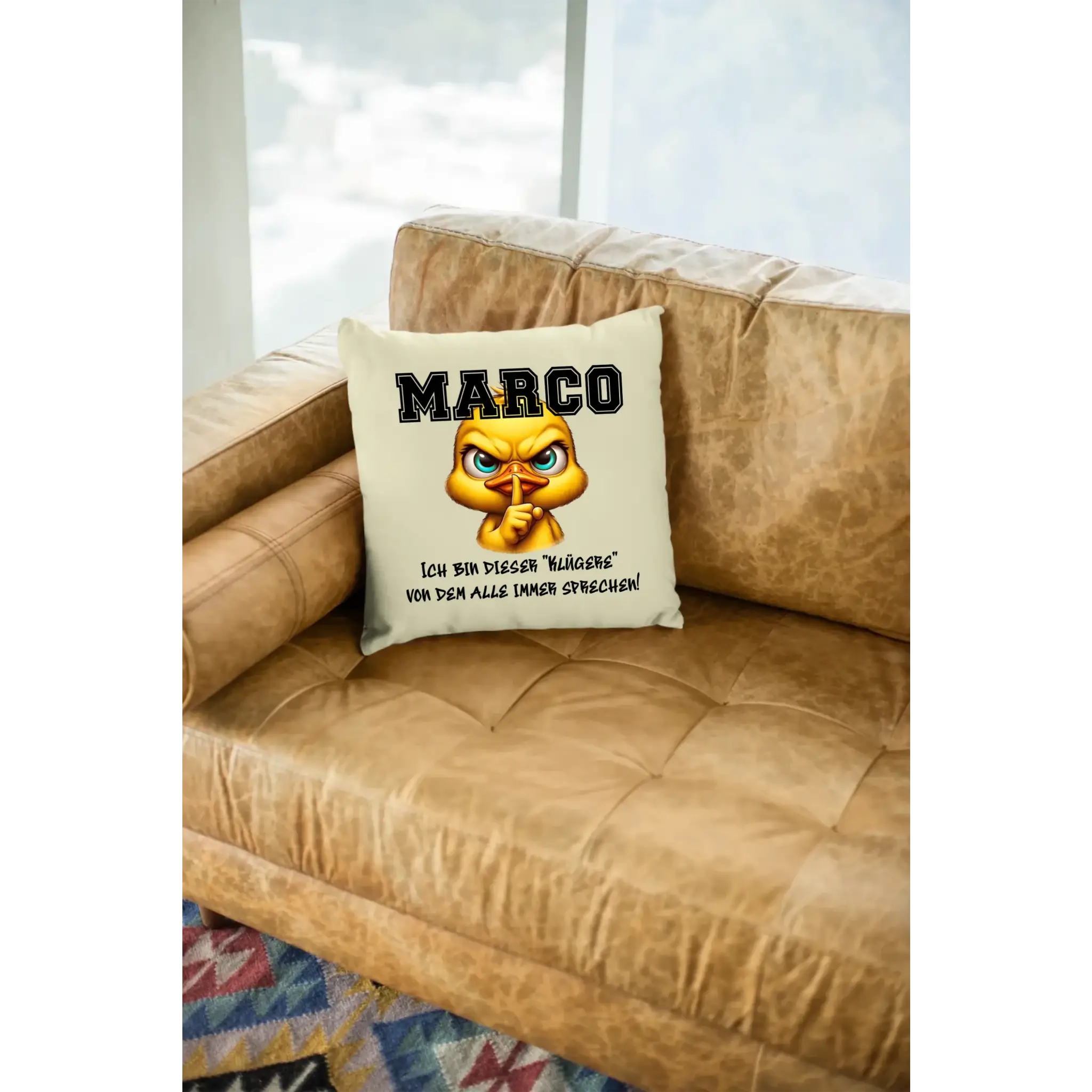 Smart Duck + WUNSCHNAME • Kissen 40x40 cm • Exklusivdesign • personalisiert