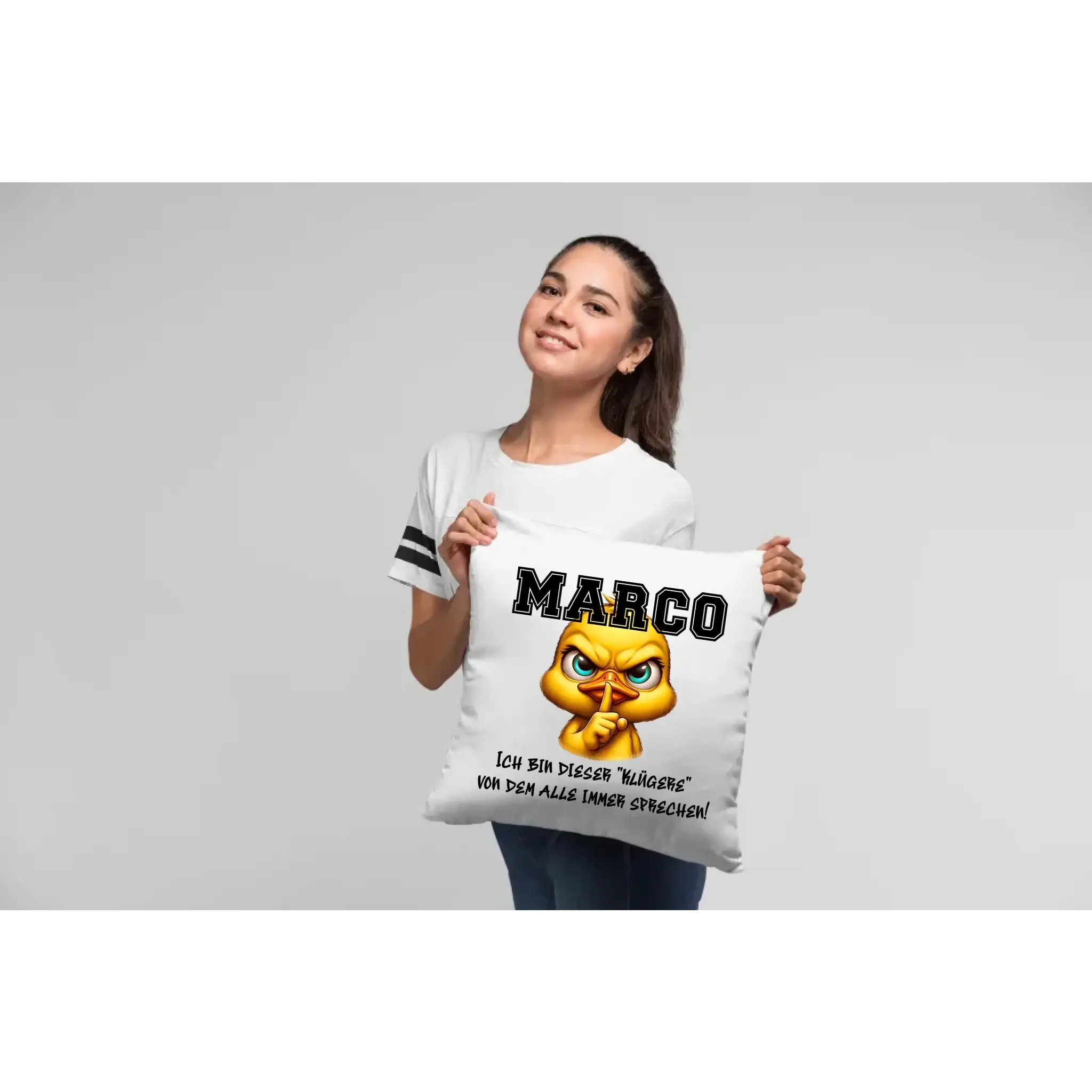 Smart Duck + WUNSCHNAME • Kissen 40x40 cm • Exklusivdesign • personalisiert