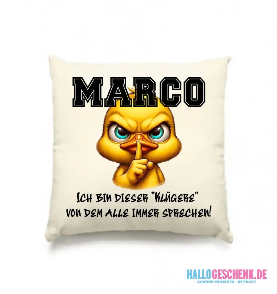 Smart Duck + WUNSCHNAME • Kissen 40x40 cm • Exklusivdesign • personalisiert