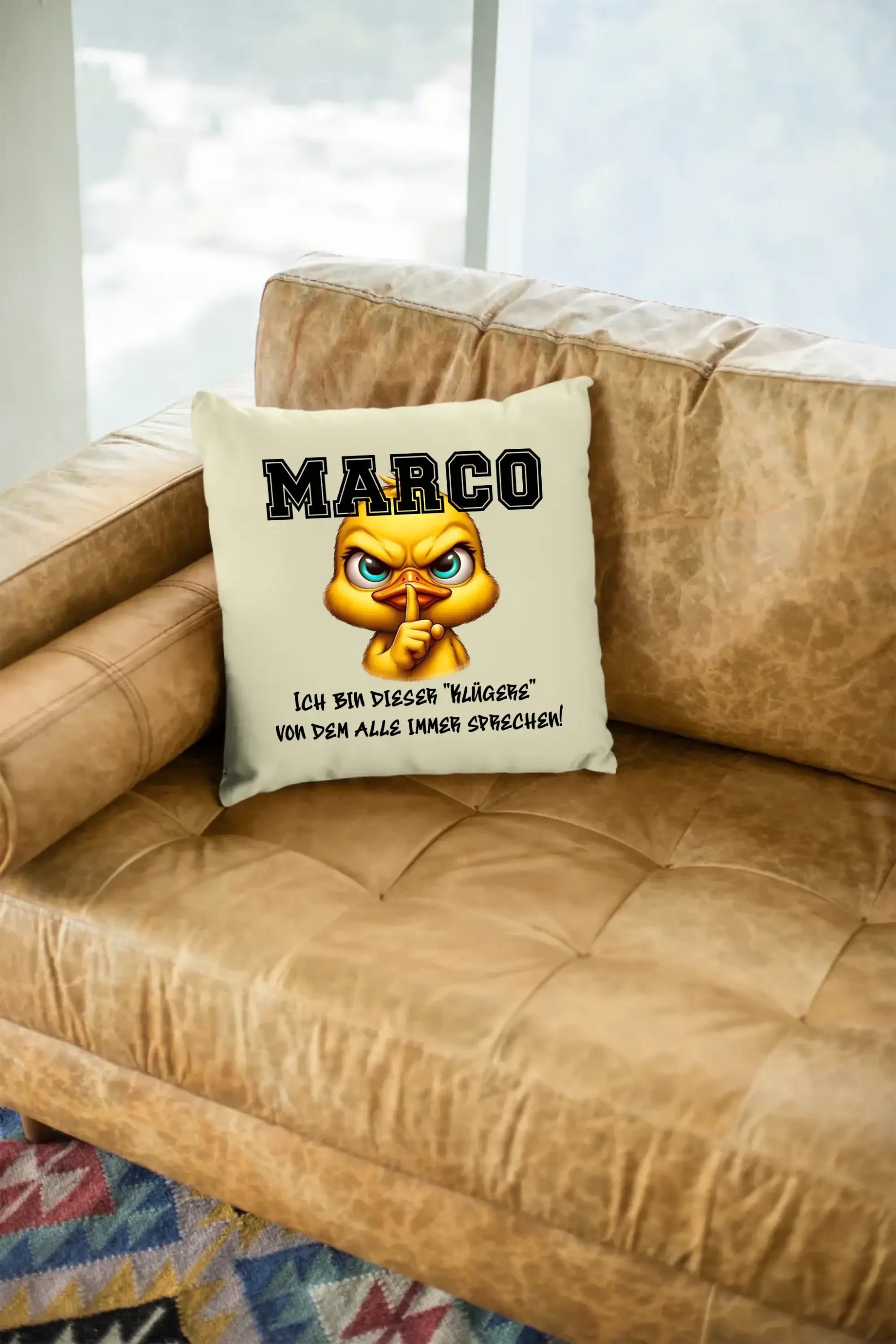 Smart Duck + WUNSCHNAME • Kissen 40x40 cm • Exklusivdesign • personalisiert