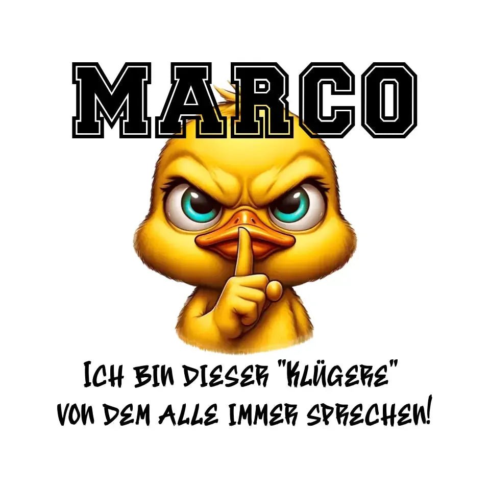 Smart Duck + WUNSCHNAME • STICKER 20x20 cm (Aufkleber) von HalloGeschenk.de