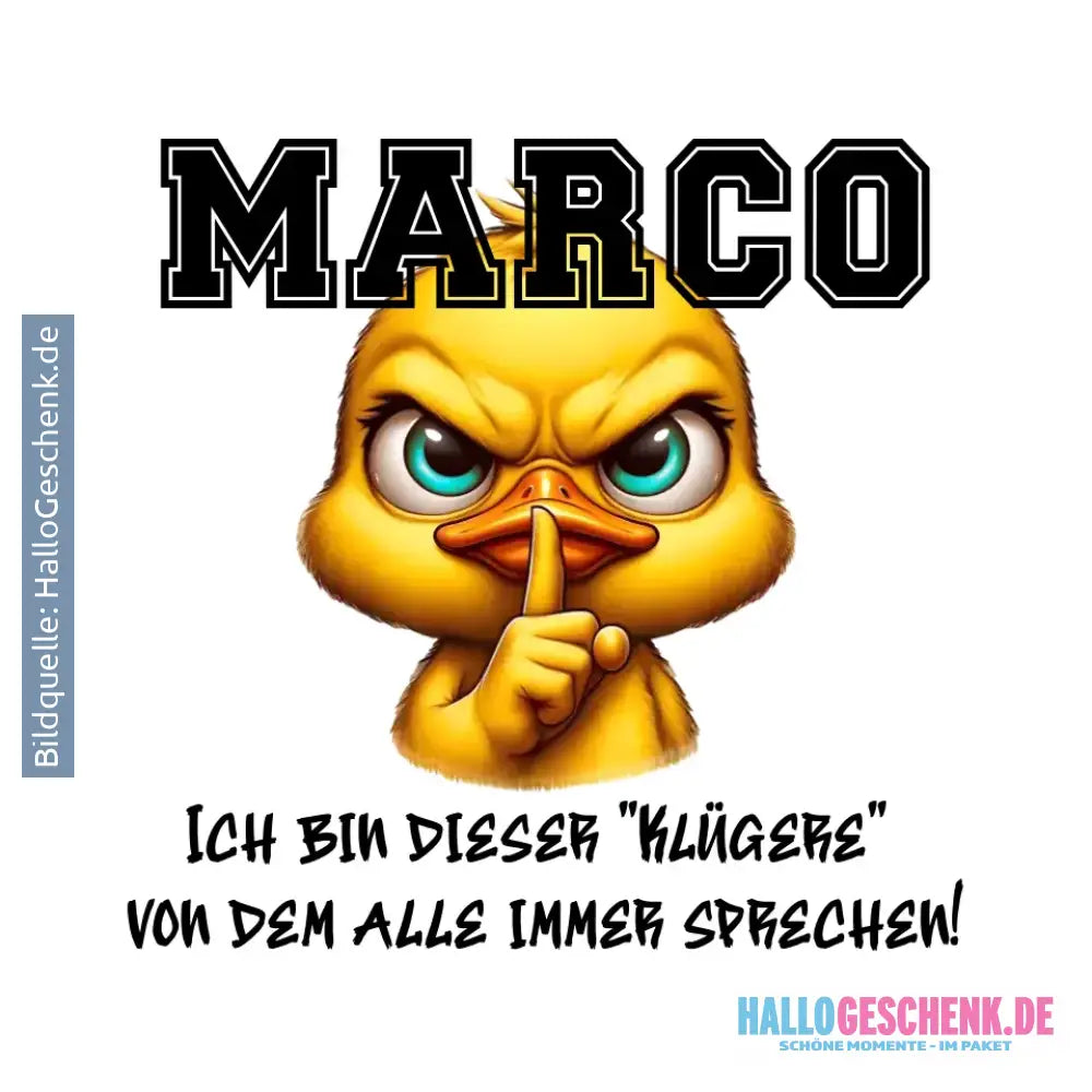 Smart Duck + WUNSCHNAME • STICKER 20x20 cm (Aufkleber) - White / OneSize / ausgestanzter Sticker 20x20 cm (Aufkleber)