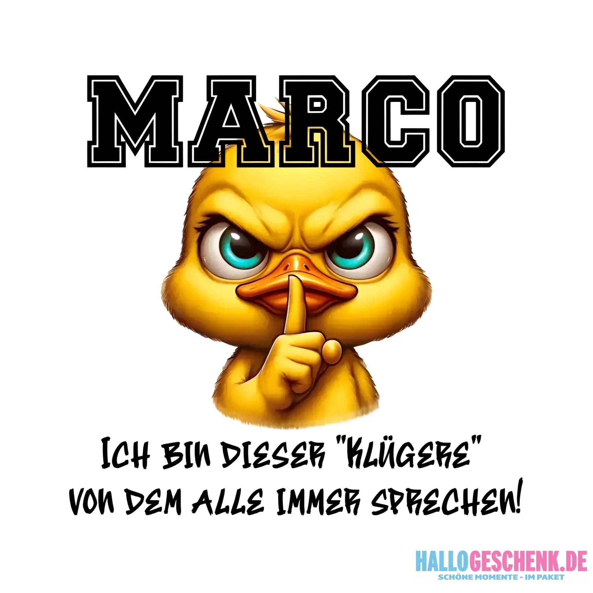 Smart Duck + WUNSCHNAME • STICKER 20x20 cm (Aufkleber) - White / OneSize / ausgestanzter Sticker 20x20 cm (Aufkleber)